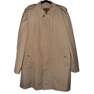 London Fog Men Tan Classic Trench Coat Weatherwear of Distinction Size 42 Long